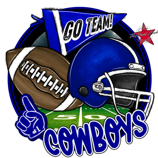 Cowboys Circle Football Design-Blue