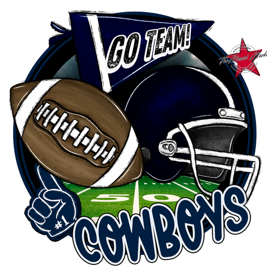 Cowboys Circle Football Design-Navy