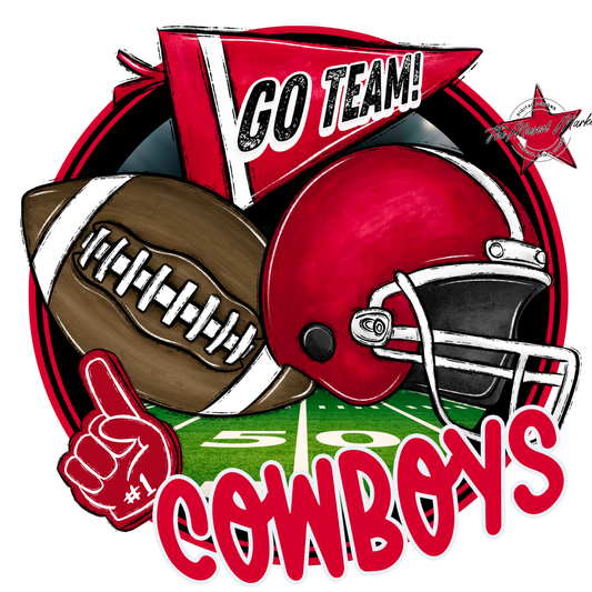 Cowboys Circle Football Design-Red