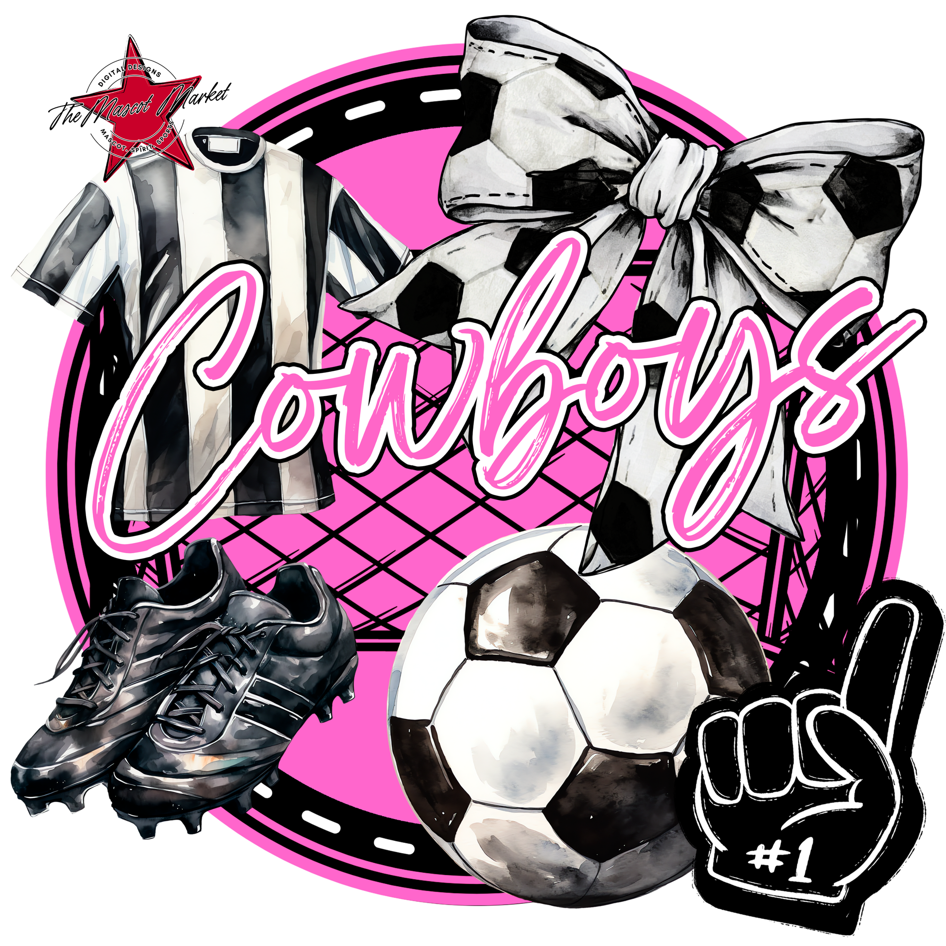 Cowboys Circle Soccer Design-Baby Pink