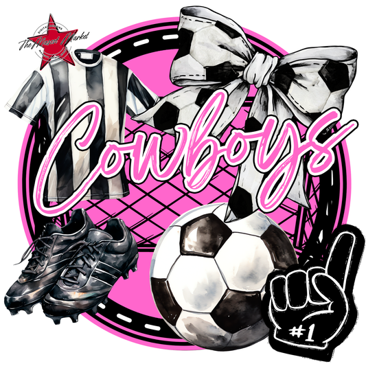 Cowboys Circle Soccer Design-Baby Pink