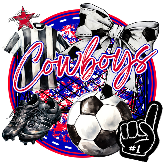 Cowboys Circle Soccer Design-Blue-Red