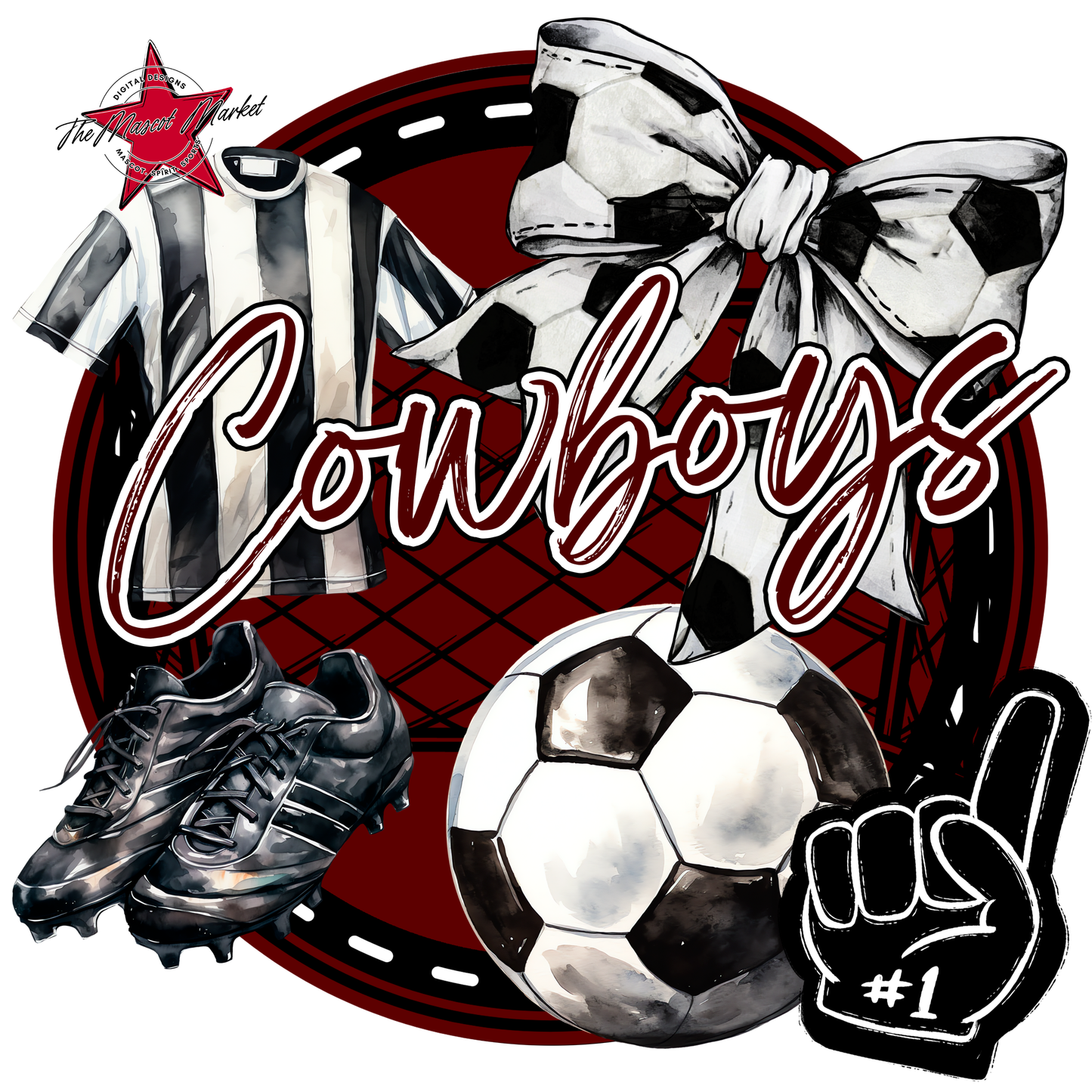 Cowboys Circle Soccer Design-Maroon