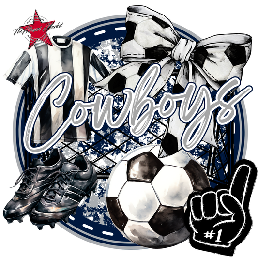 Cowboys Circle Soccer Design-Navy-Grey