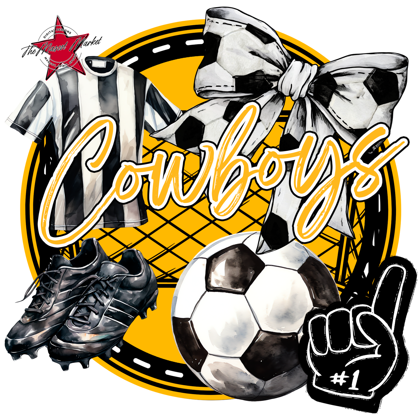 Cowboys Circle Soccer Design-Yellow