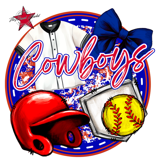 Cowboys Circle Softball Design-Blue-Red