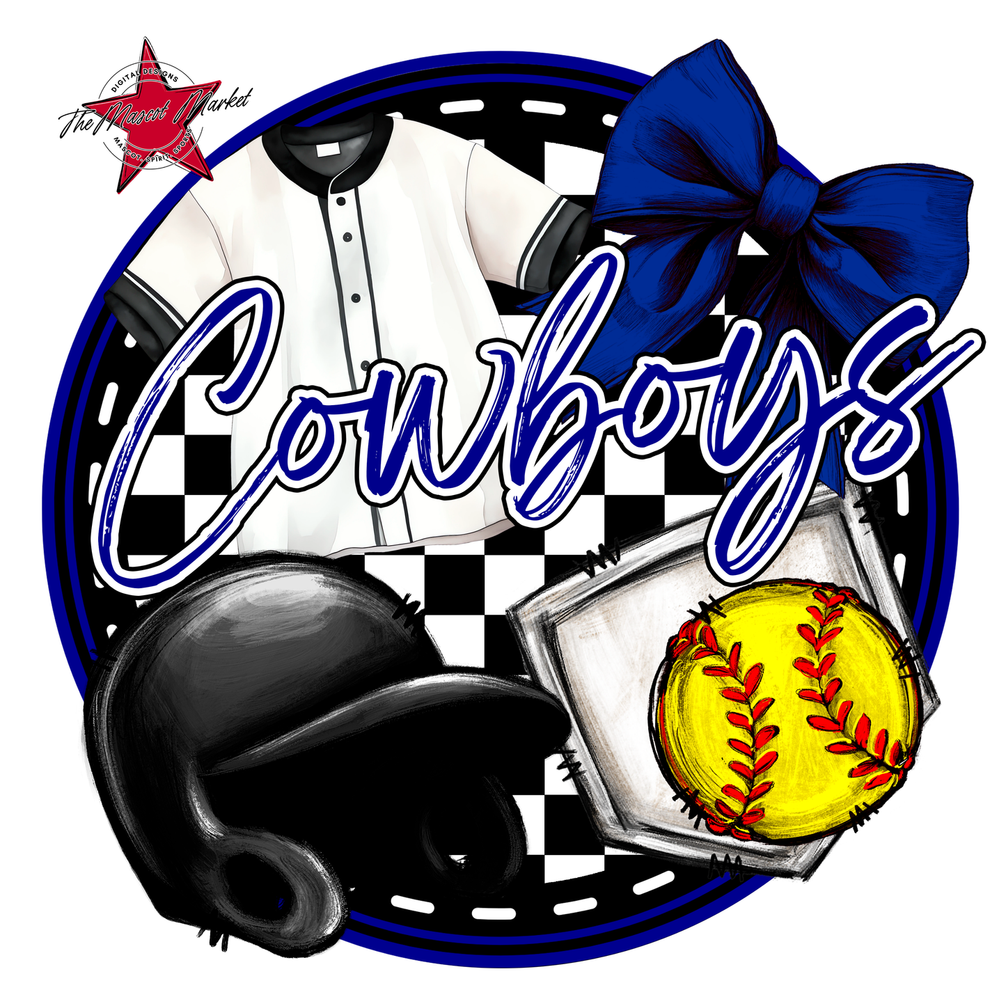 Cowboys Circle Softball Design-Blue