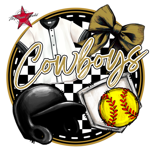 Cowboys Circle Softball Design-Gold