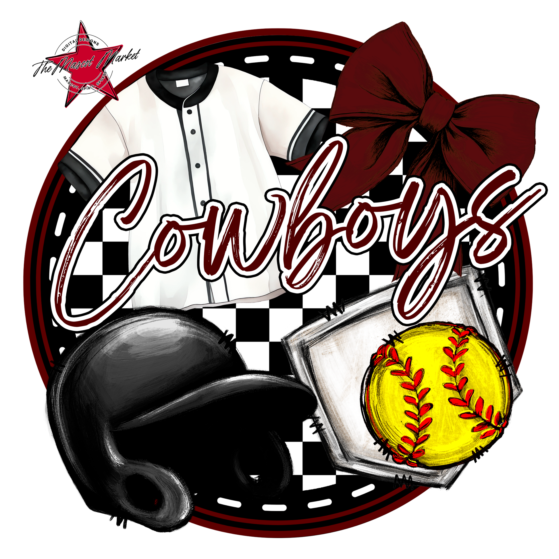 Cowboys Circle Softball Design-Maroon
