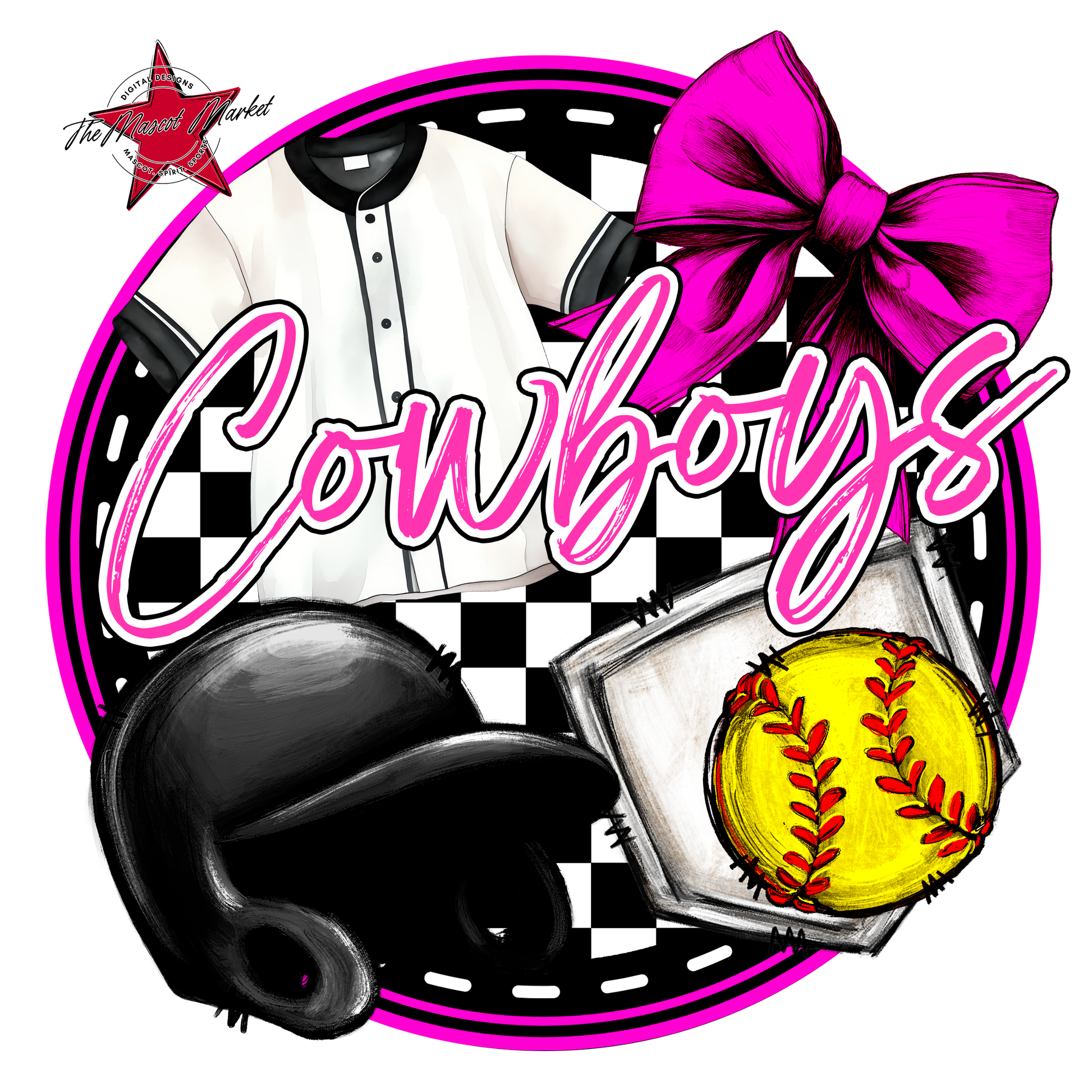 Cowboys Circle Softball Design-Pink