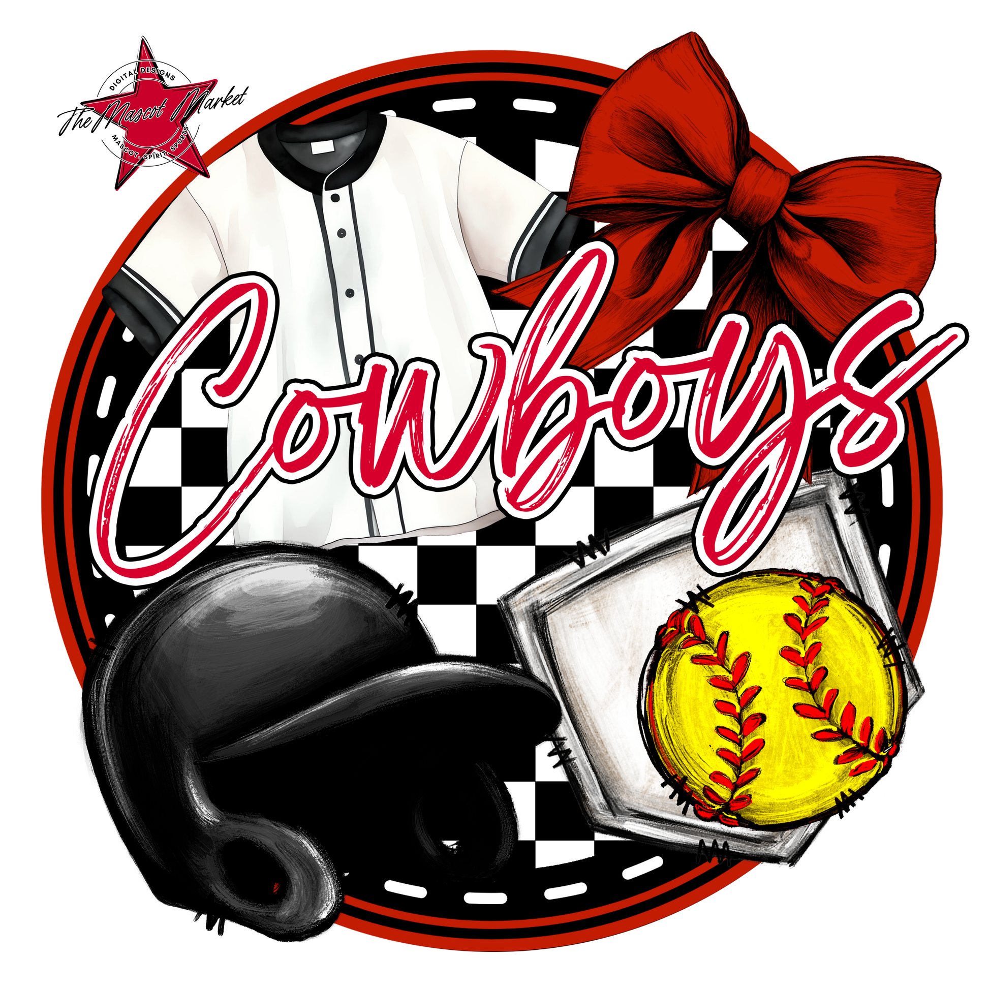 Cowboys Circle Softball Design-Red