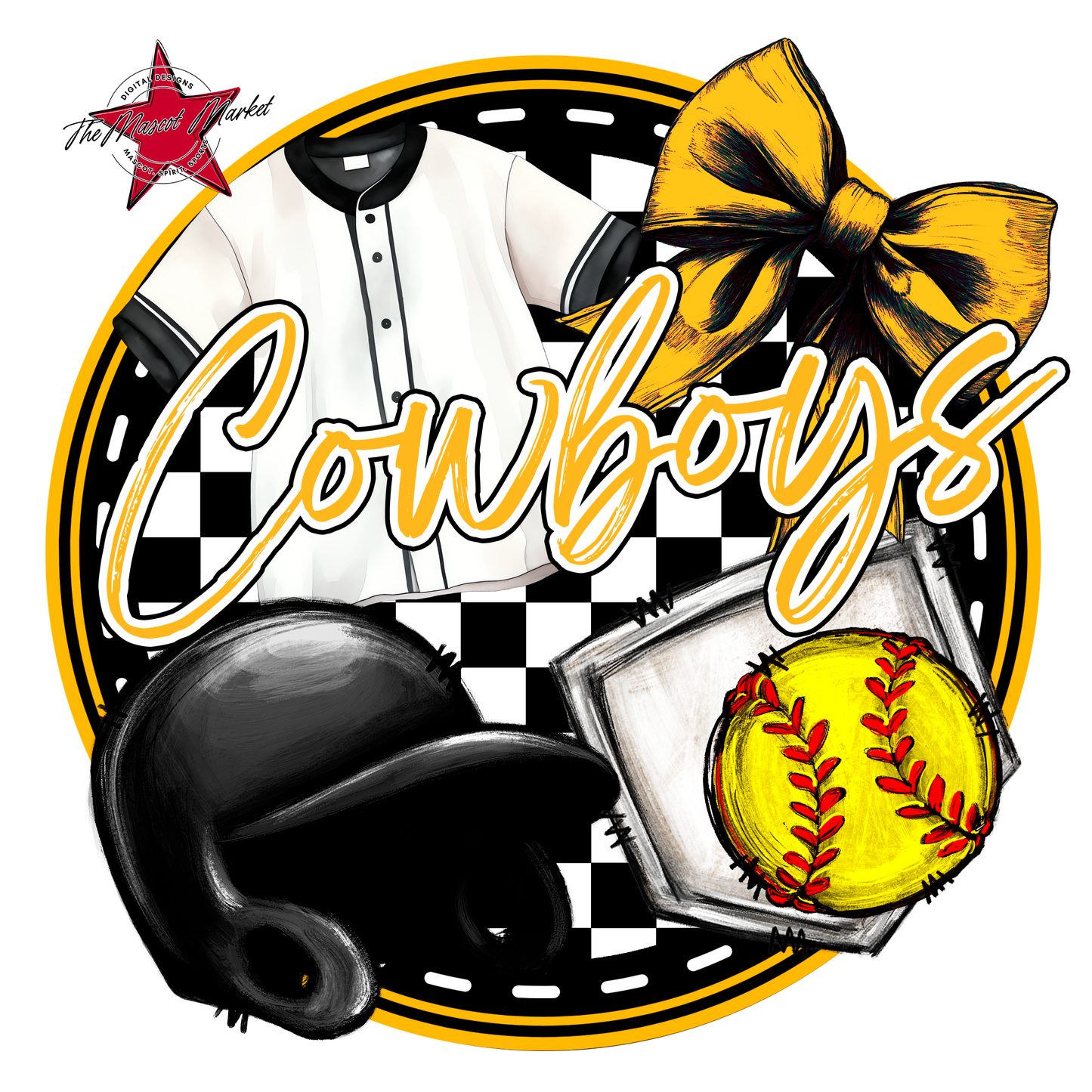 Cowboys Circle Softball Design-Yellow