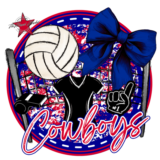 Cowboys Circle Volleyball Design-Blue-Red