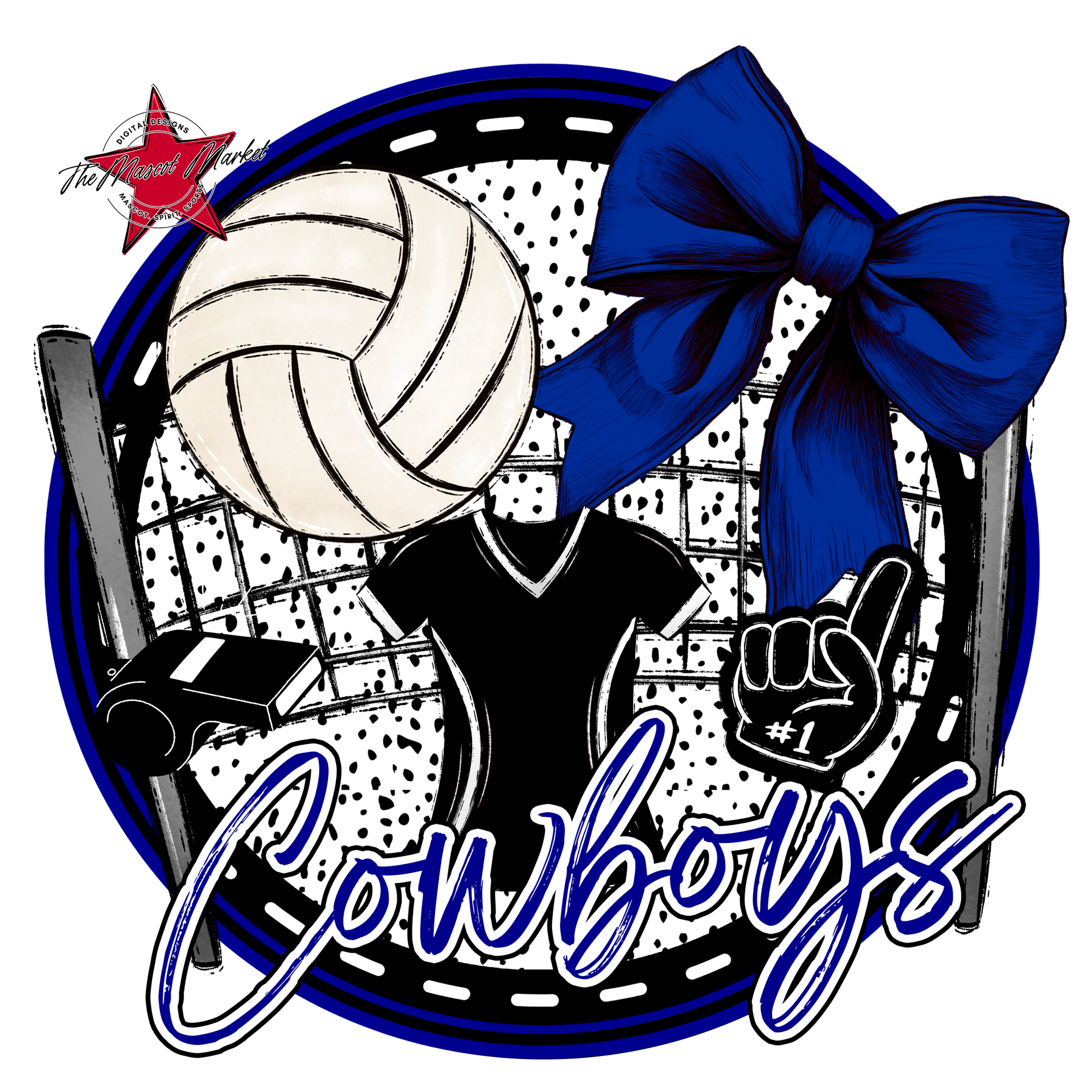 Cowboys Circle Volleyball Design-Blue