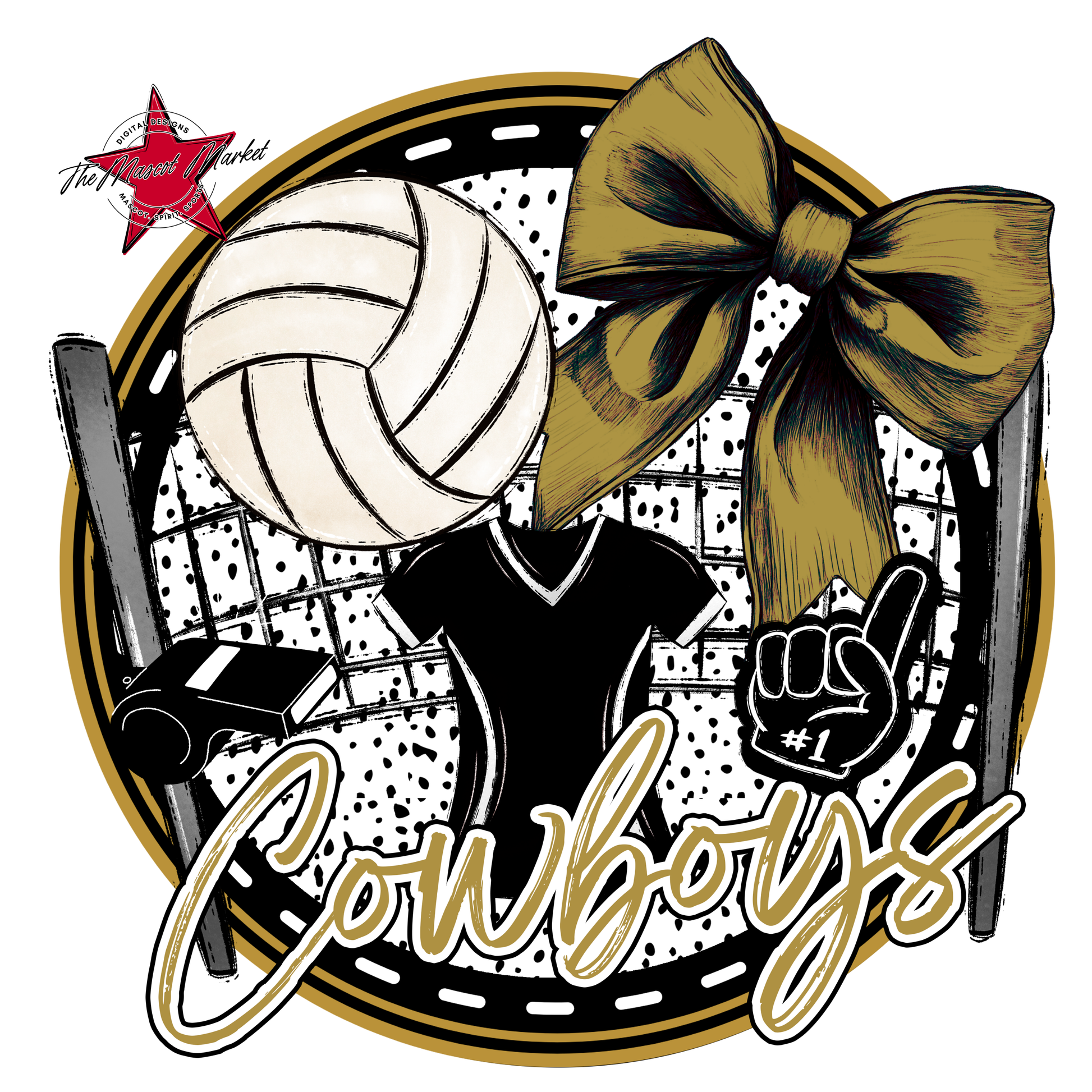 Cowboys Circle Volleyball Design-Gold