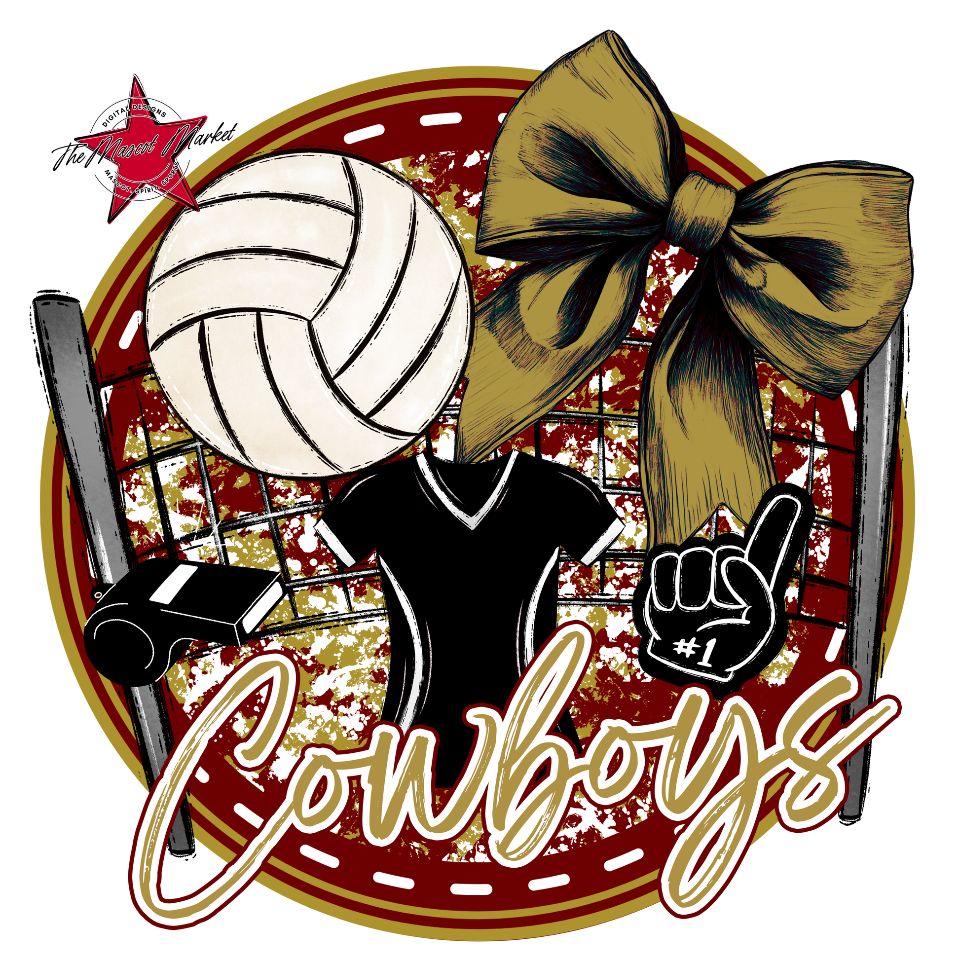 Cowboys Circle Volleyball Design-Maroon