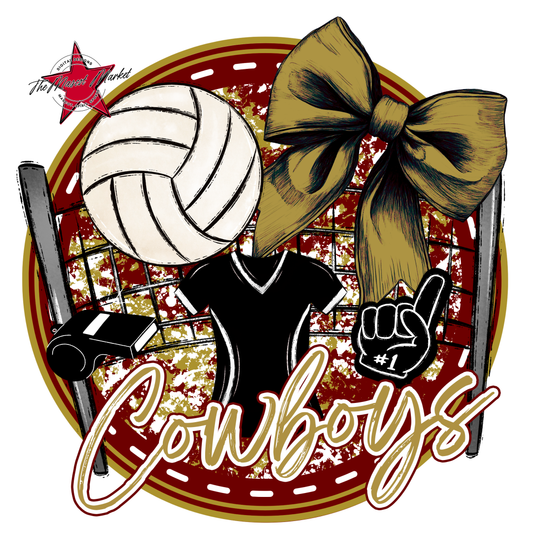 Cowboys Circle Volleyball Design-Maroon
