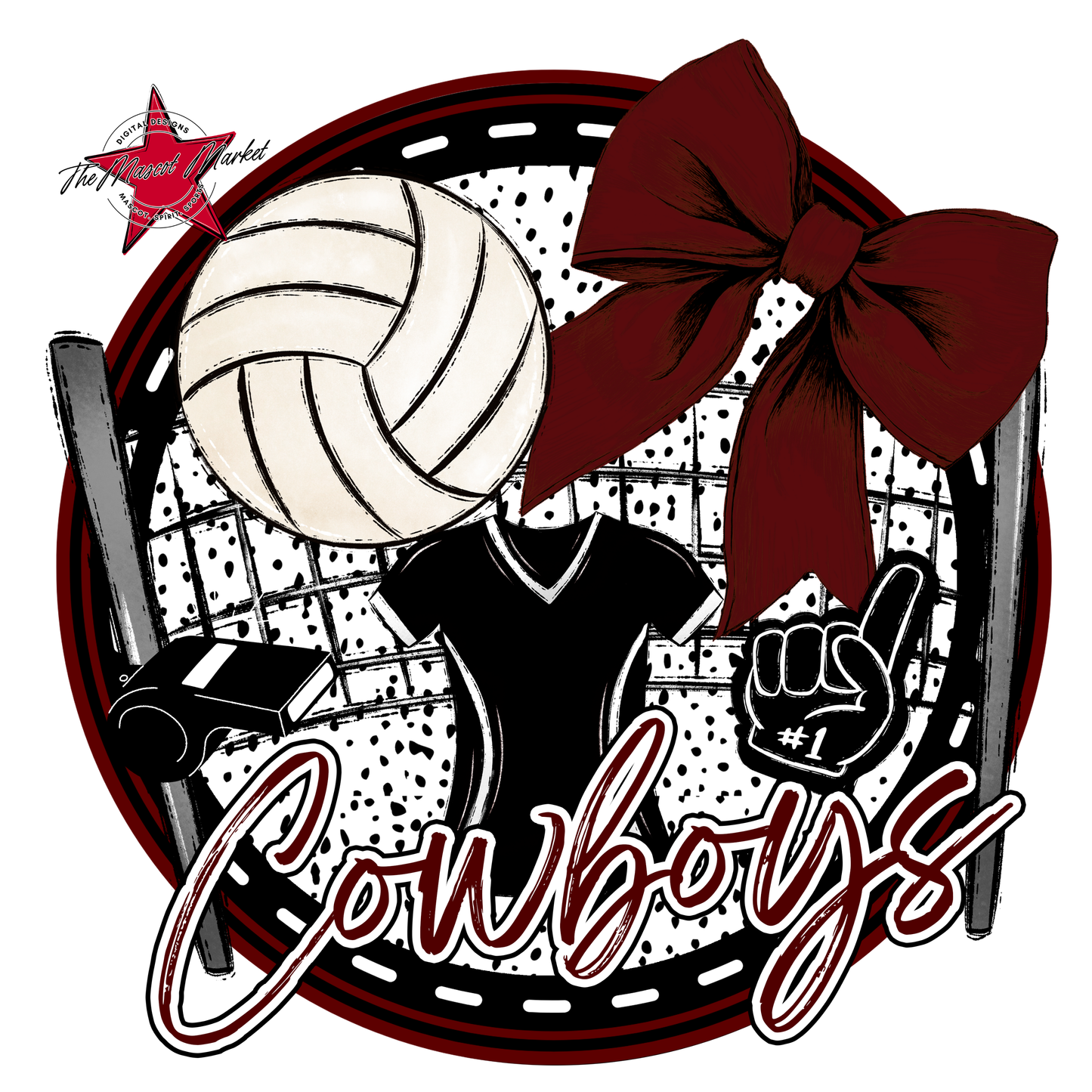 Cowboys Circle Volleyball Design-Maroon