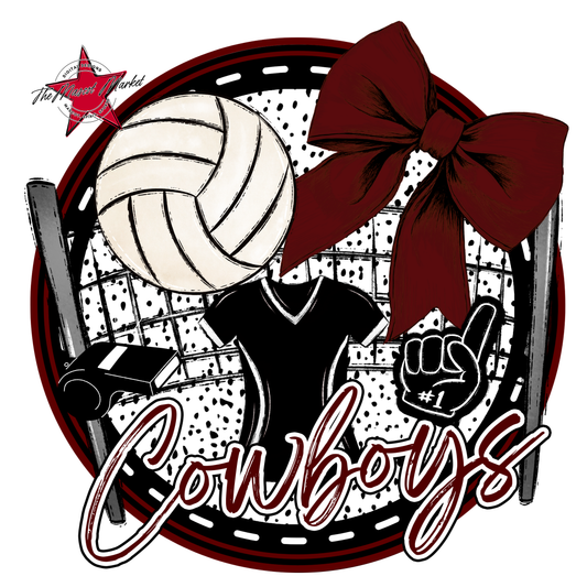 Cowboys Circle Volleyball Design-Maroon