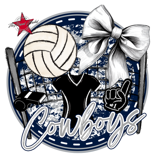 Cowboys Circle Volleyball Design-Navy-Grey