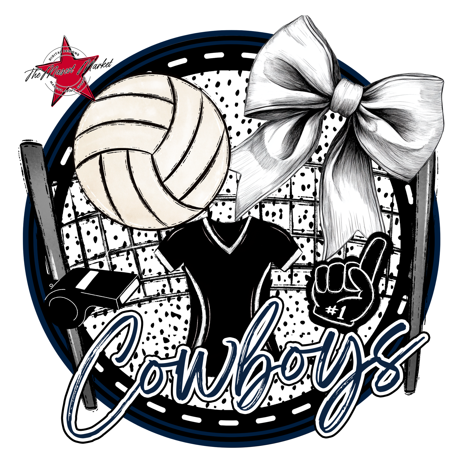 Cowboys Circle Volleyball Design-Navy