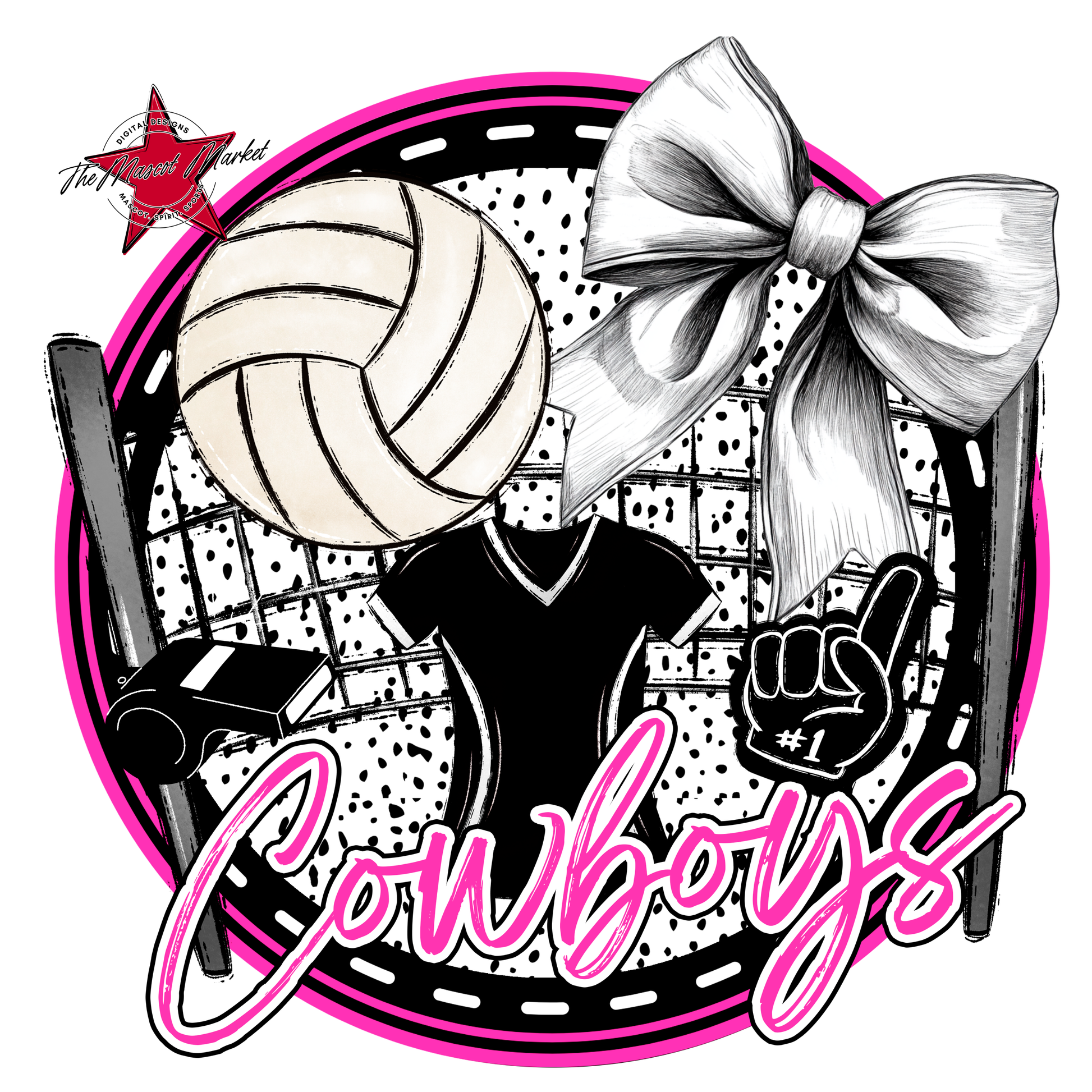 Cowboys Circle Volleyball Design-Pink