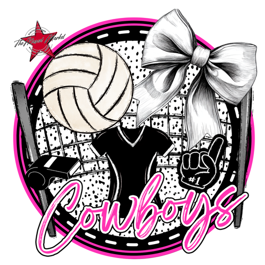 Cowboys Circle Volleyball Design-Pink