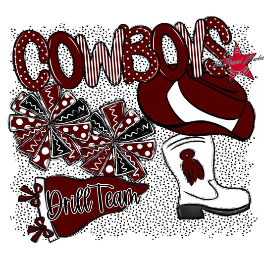 Cowboys Drillteam Spirit-Maroon