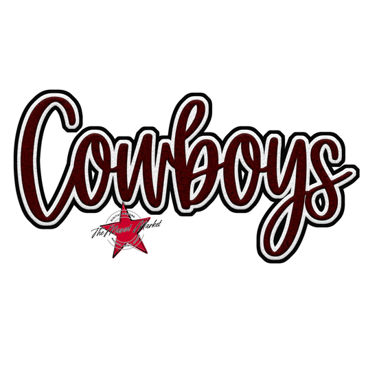 Cowboys Faux Chenille Patch-Maroon
