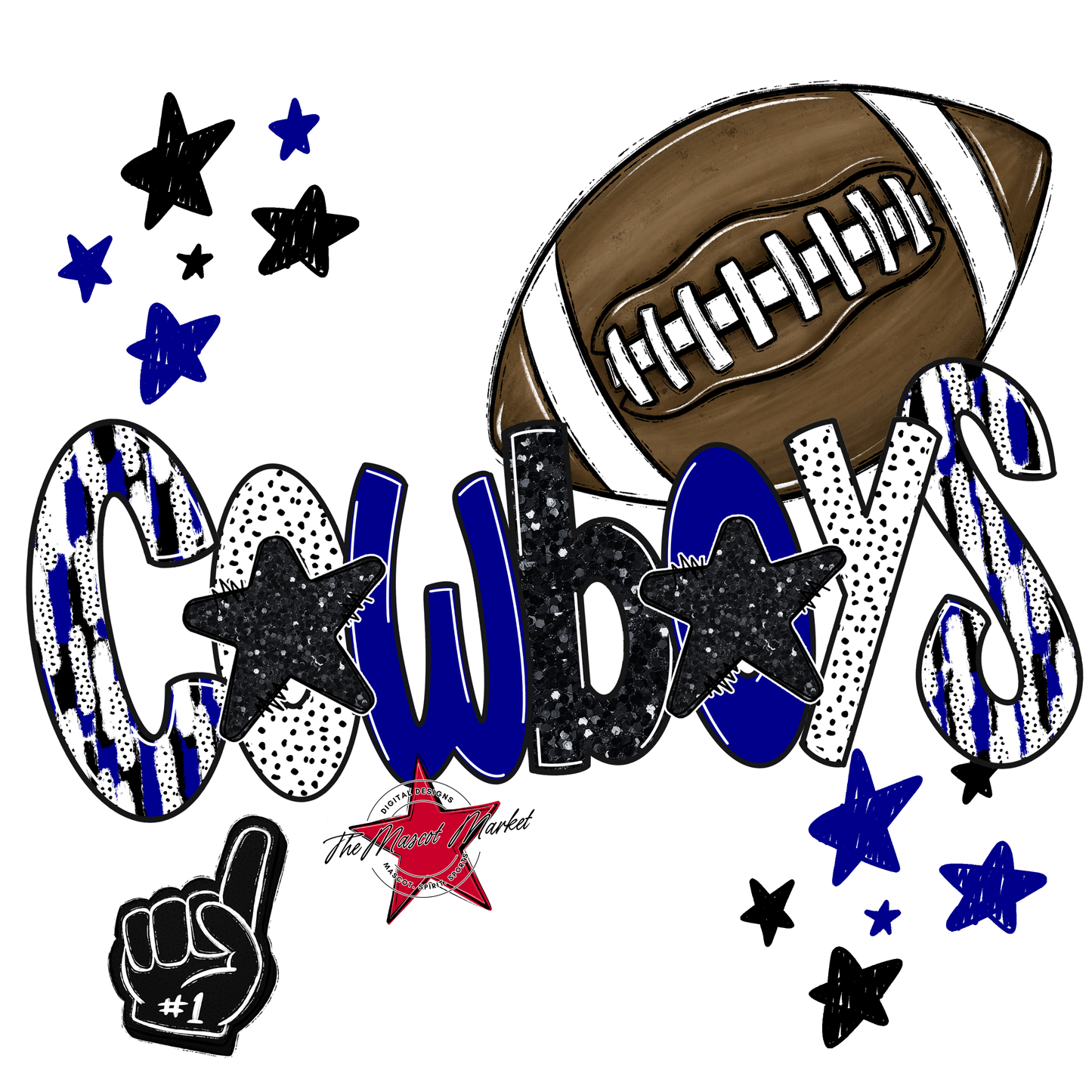 Cowboys Football Scrape-Blue