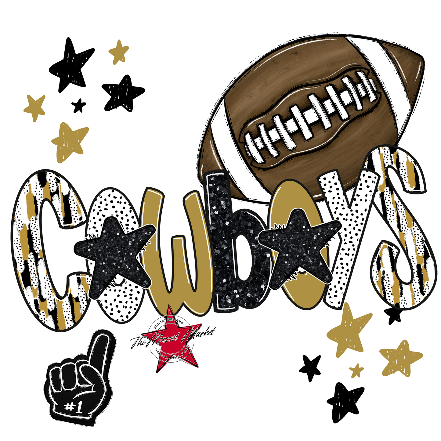 Cowboys Football Scrape-Gold