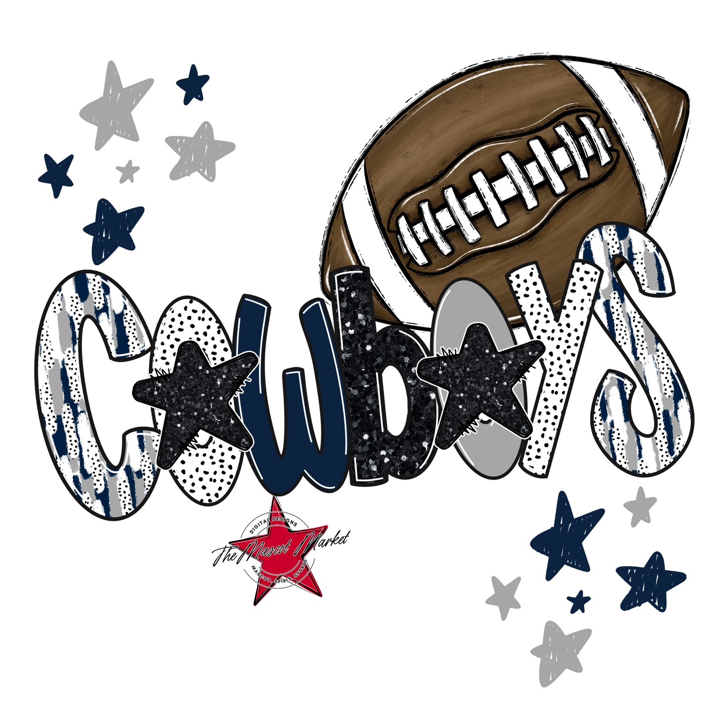 Cowboys Football Scrape-Navy-Grey