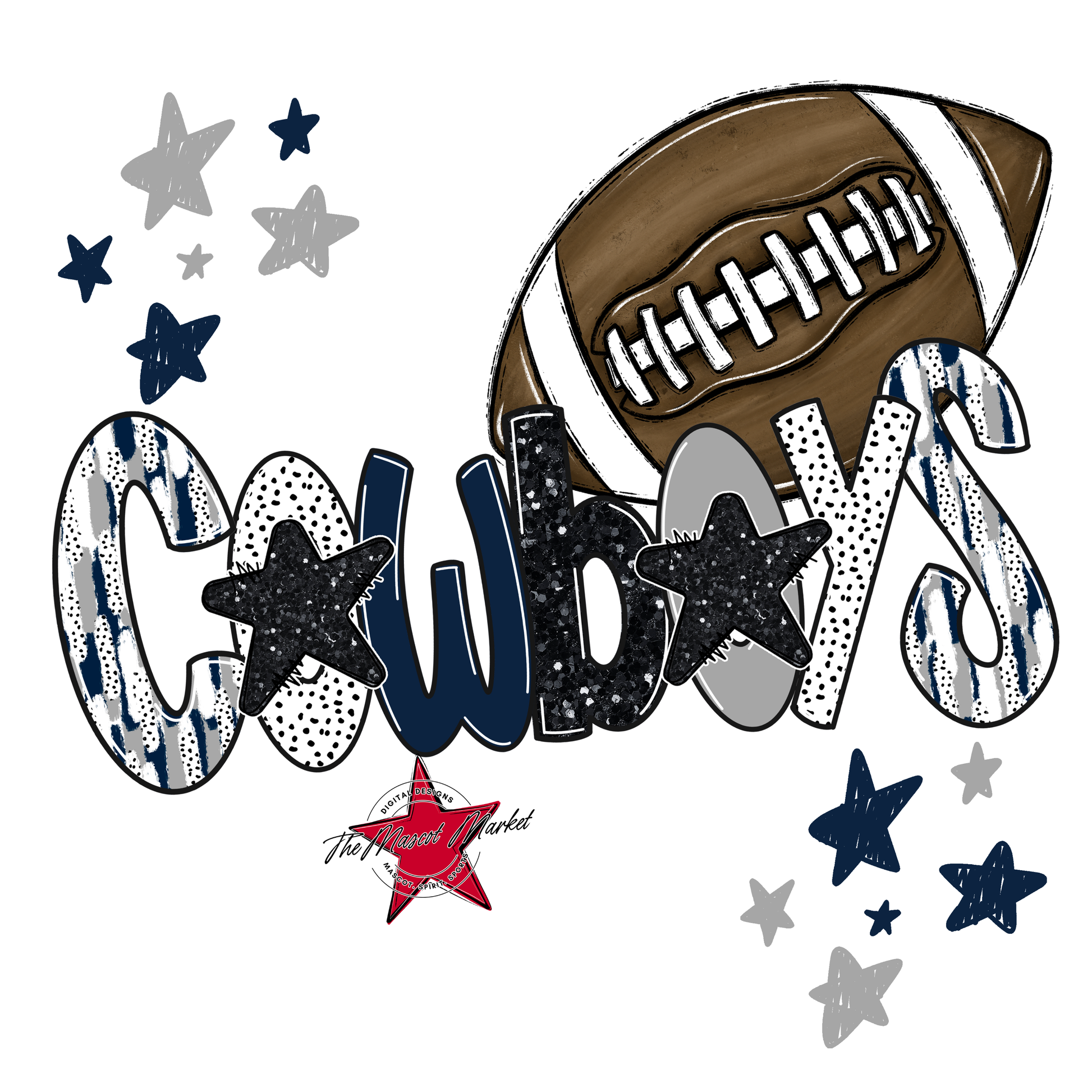 Cowboys Football Scrape-Navy-Grey