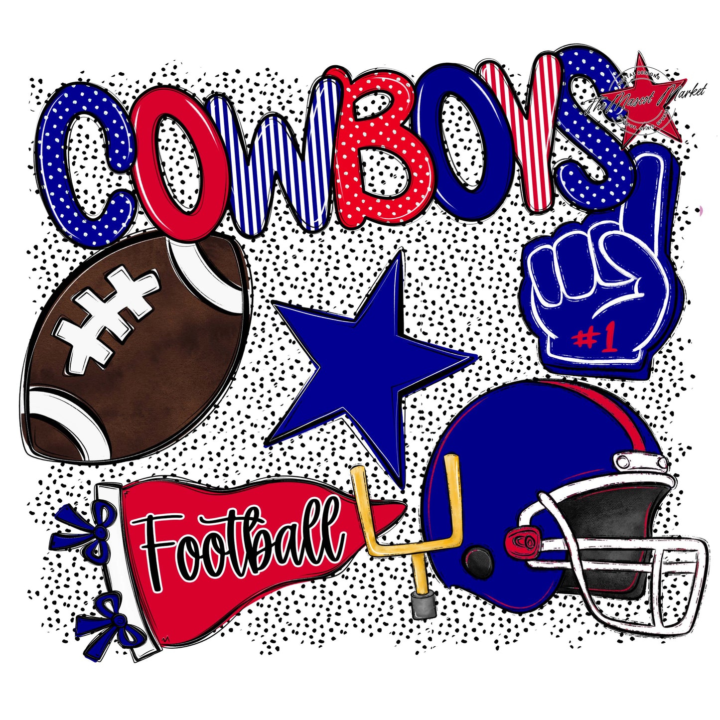 Cowboys Football Spirit-Blue & Red