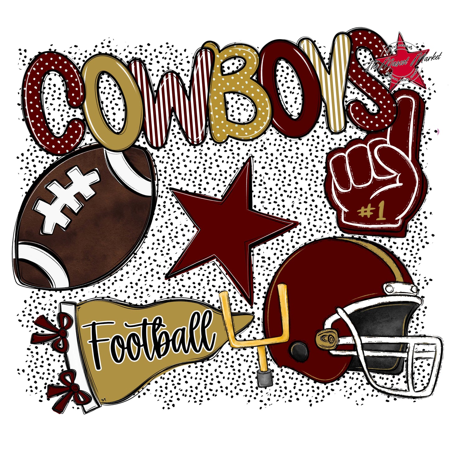 Cowboys Football Spirit-Maroon & Gold