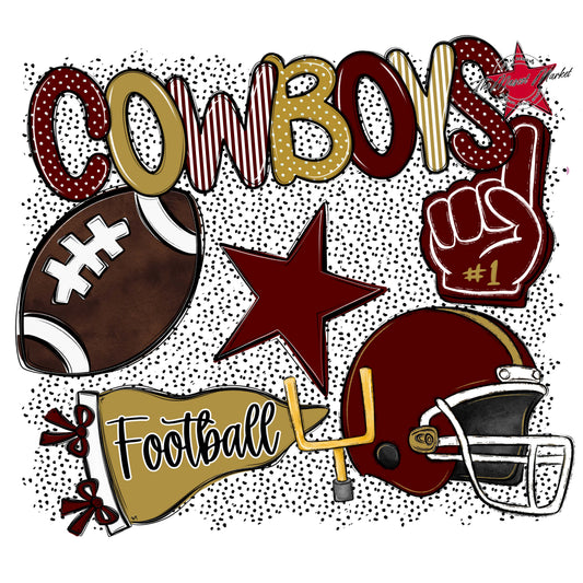 Cowboys Football Spirit-Maroon & Gold