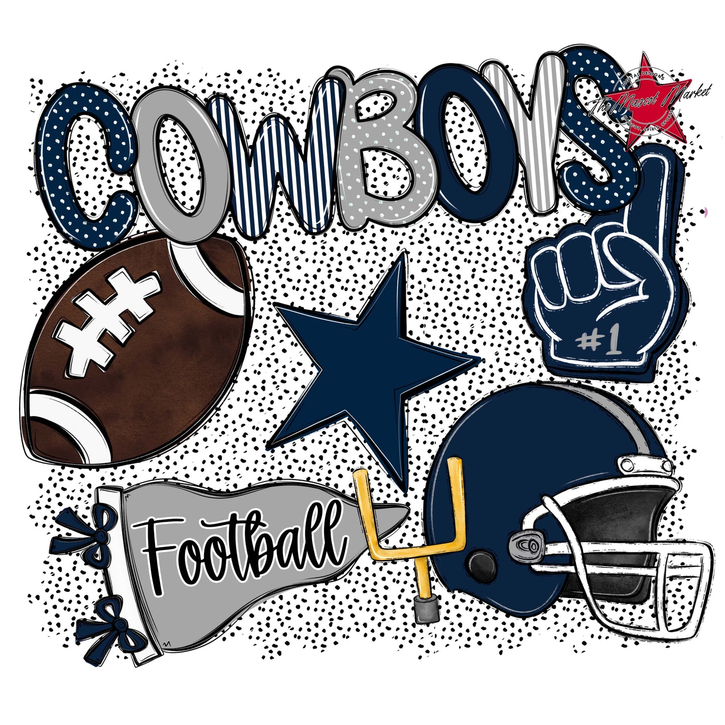 Cowboys Football Spirit-Navy & Grey