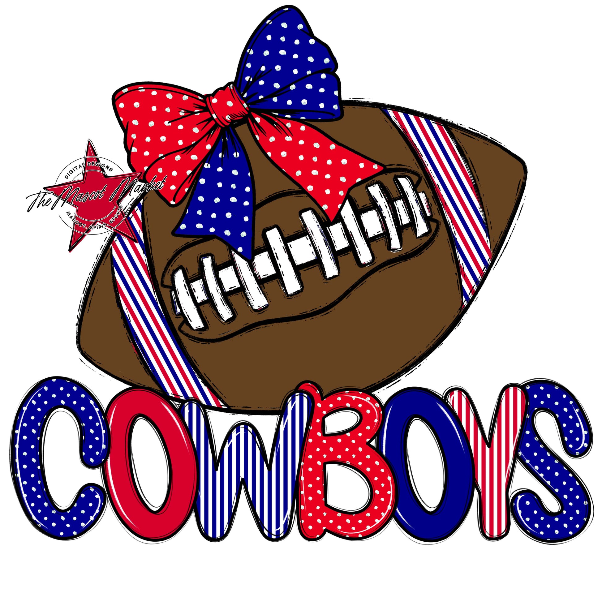 Cowboys Football Spirit Design-Blue & Red