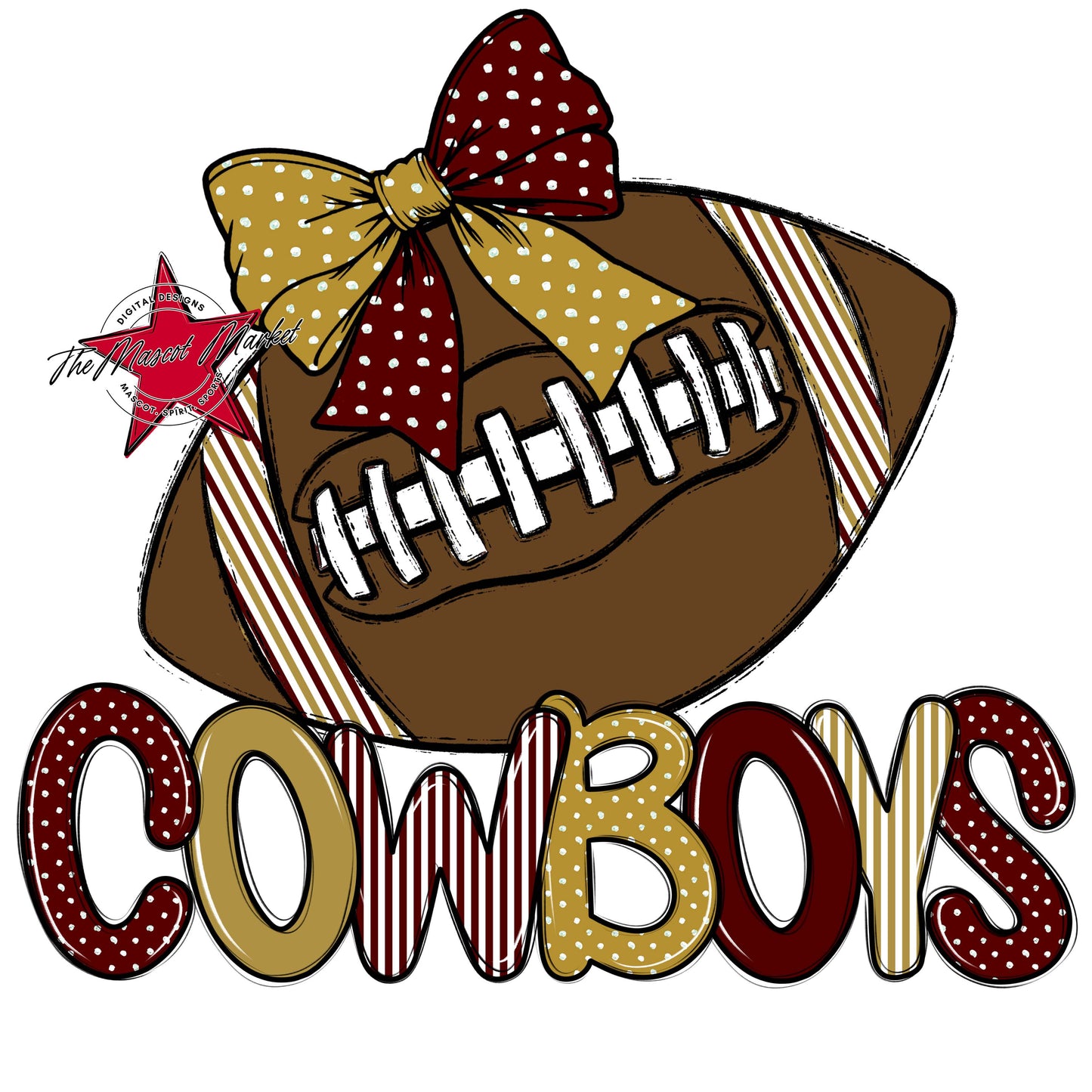 Cowboys Football Spirit Design-Maroon & Gold