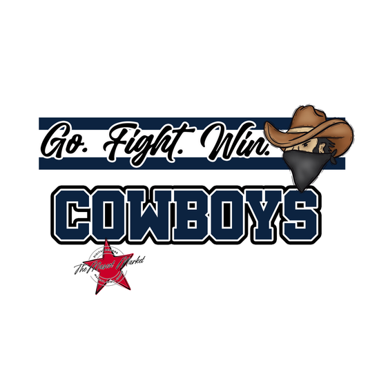 Cowboys Go Fight Win Mascot Lines-Navy