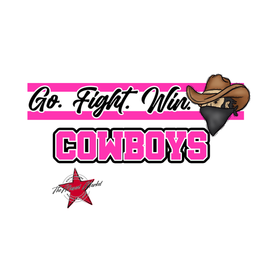 Cowboys Go Fight Win Mascot Lines-Pink