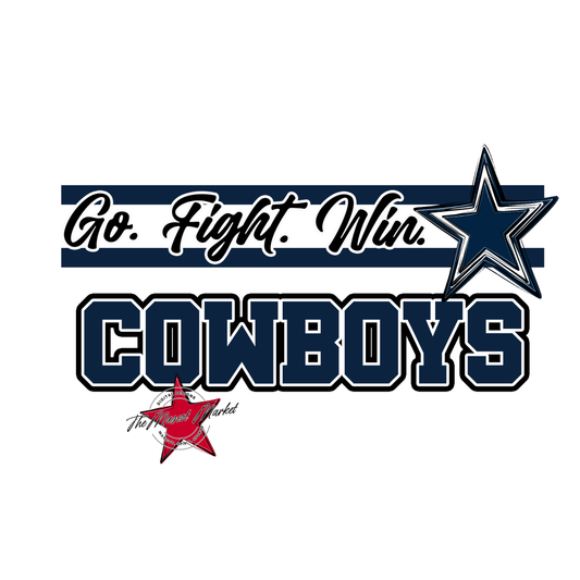 Cowboys Go Fight Win Mascot Lines w Star-Navy