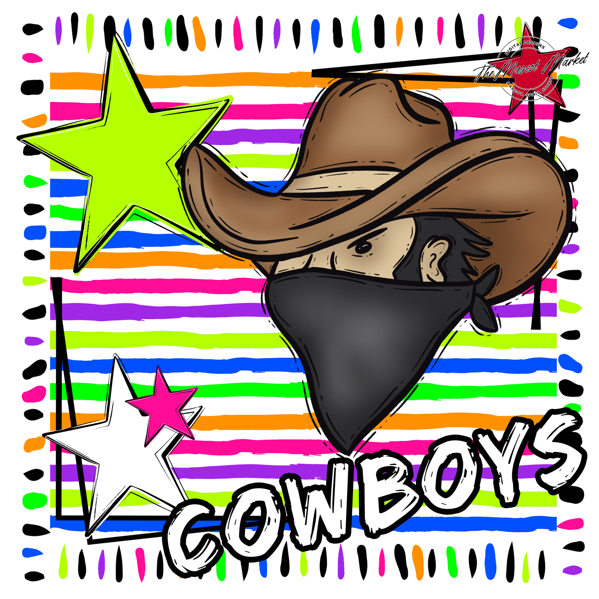Cowboys Mascot Frame-Neon White
