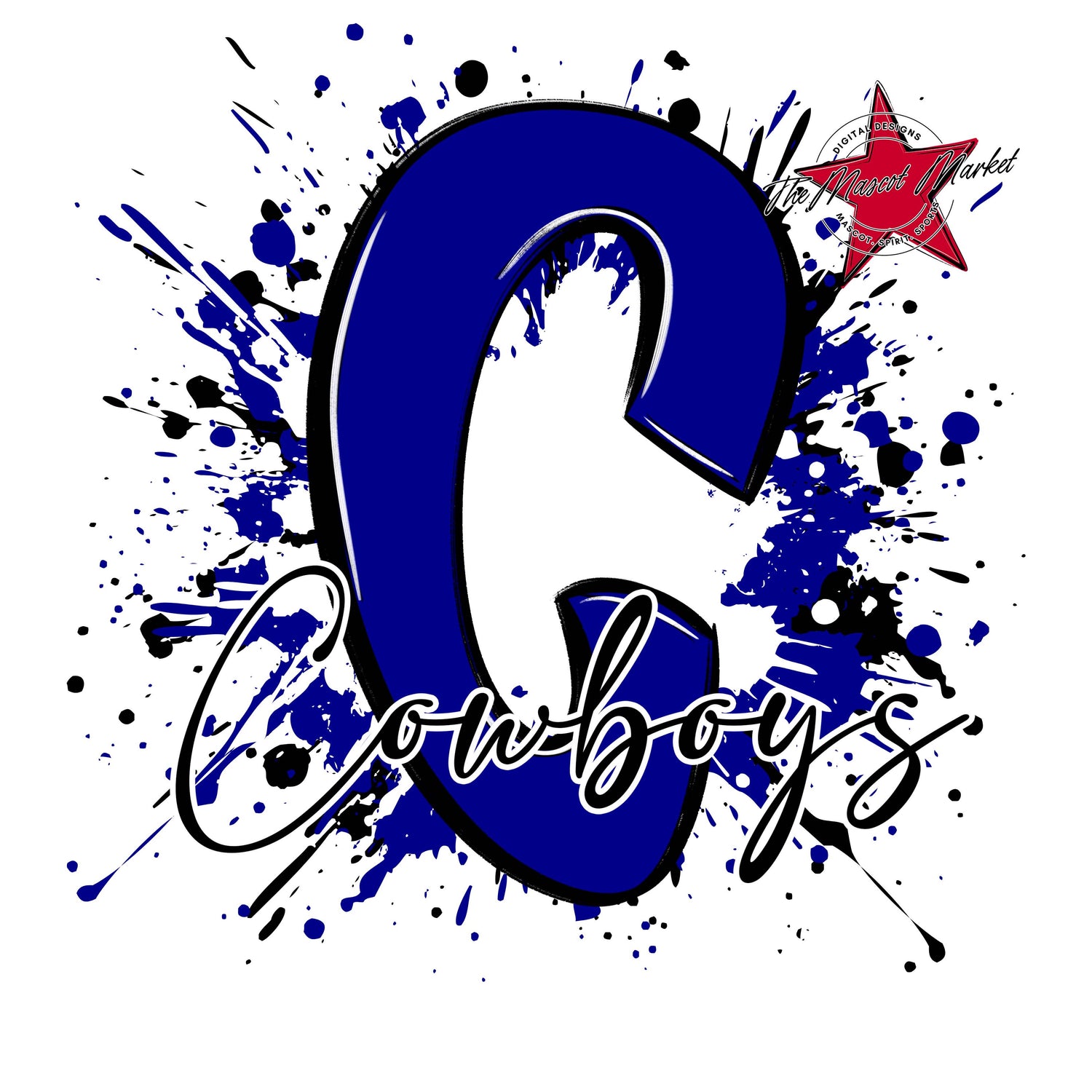 Cowboys Mascot Splatter-Blue