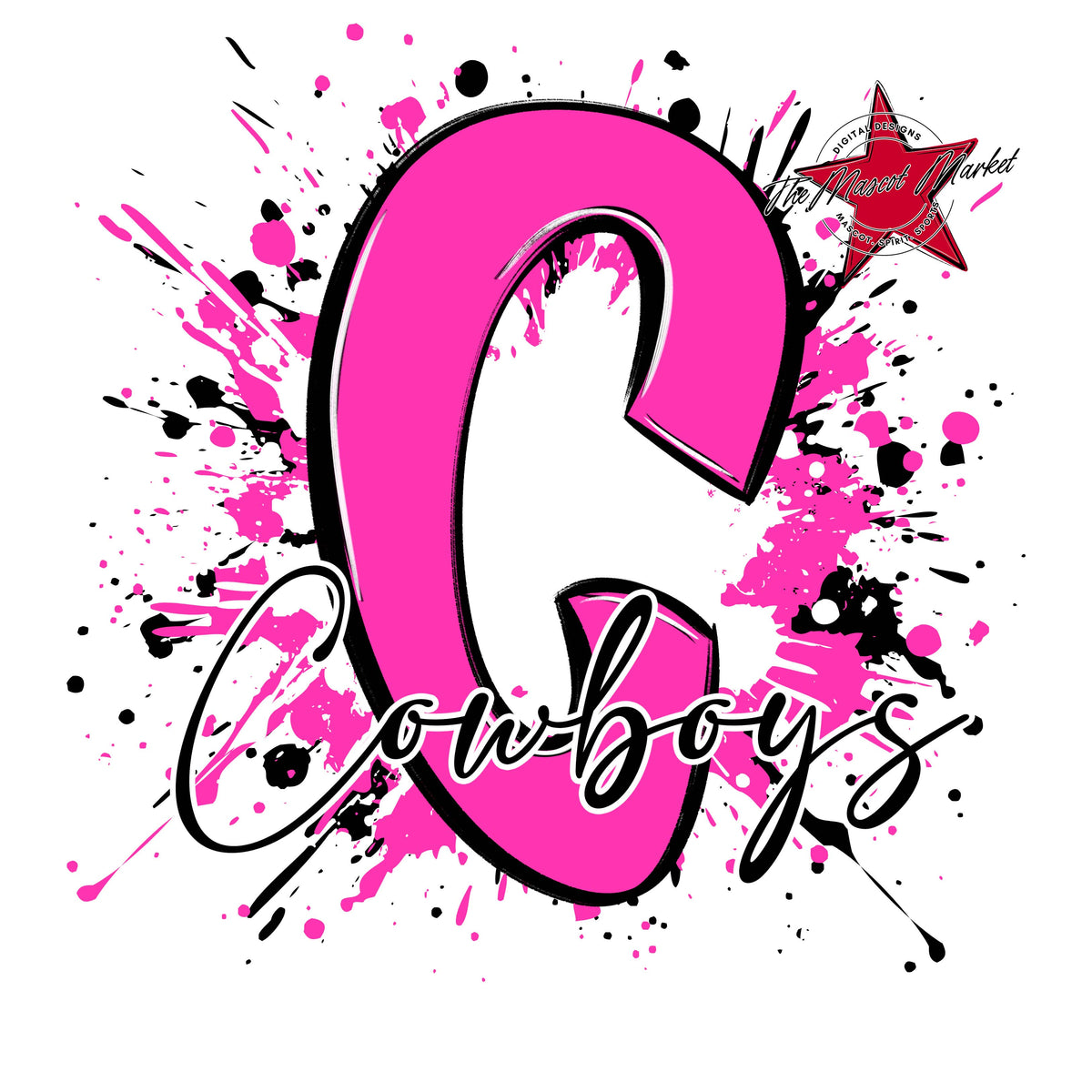 Cowboys Mascot Splatter-Pink