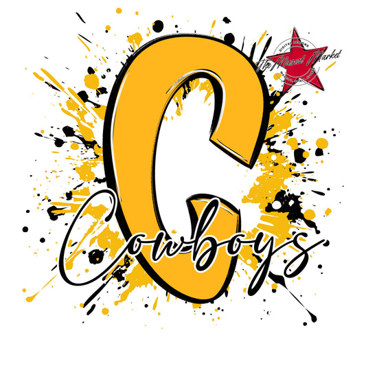 Cowboys Mascot Splatter-Yellow