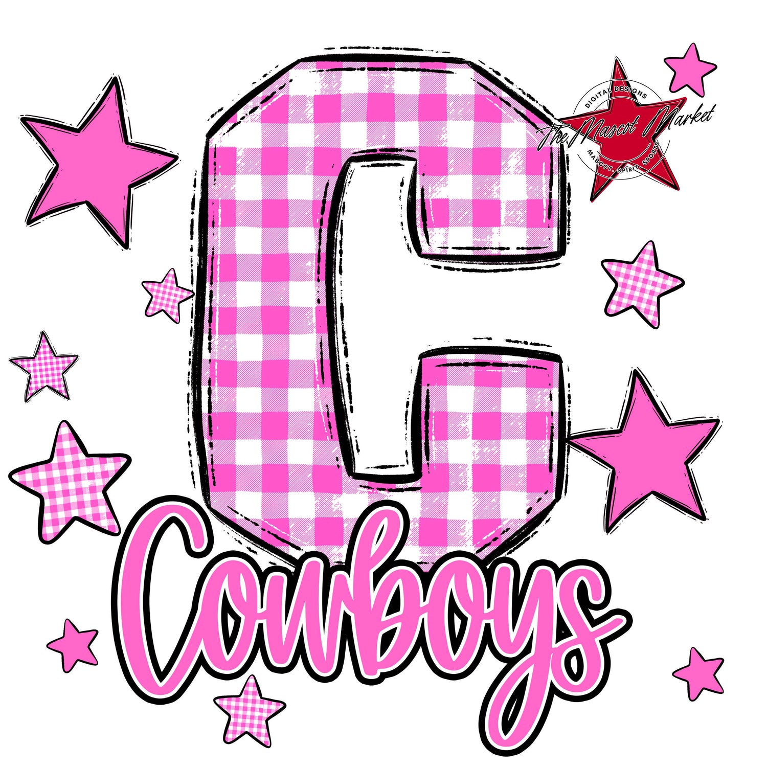 Cowboys Plaid Star Design-Baby Pink