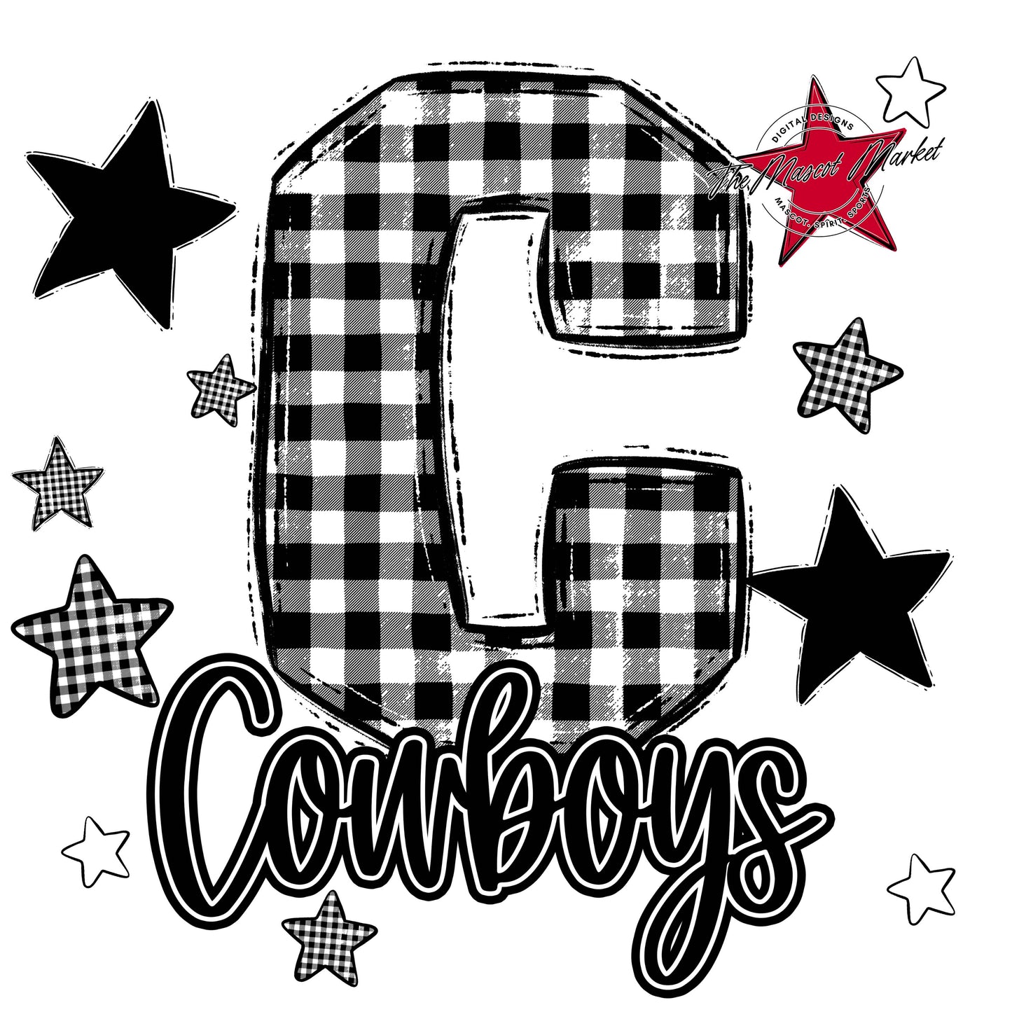 Cowboys Plaid Star Design-Black