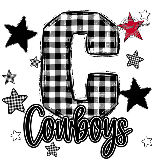Cowboys Plaid Star Design-Black