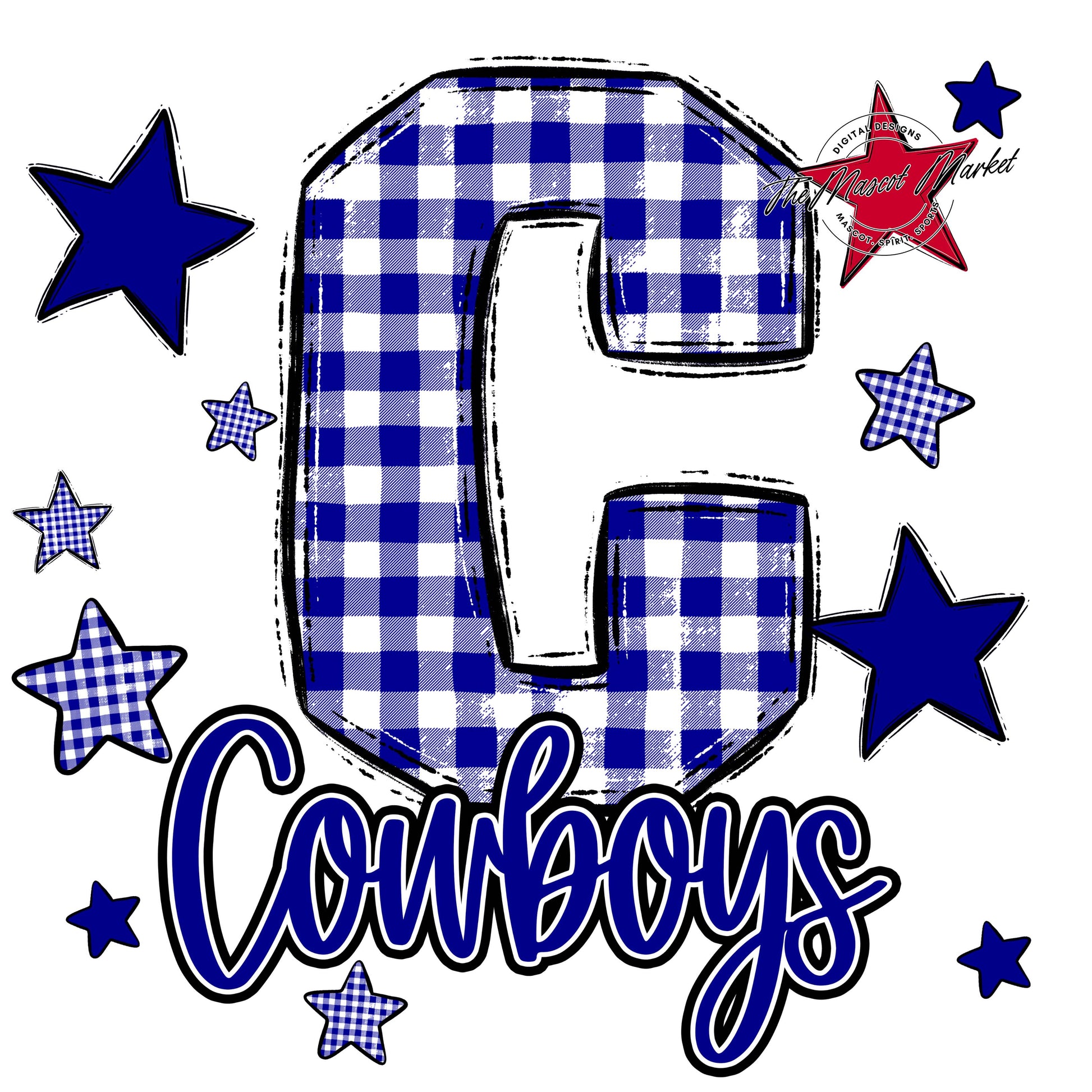 Cowboys Plaid Star Design-Blue